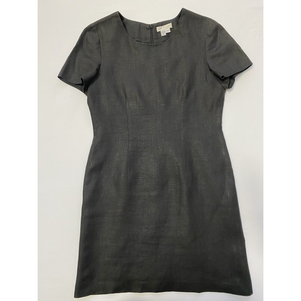 28 Shop Women's Black Sheath Dress Size 10 100% Linen Short Sleeve Career